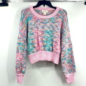 Jessica Simpson pastel pink cropped ribbed crewneck sweater Size Medium